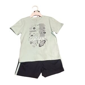 adidas Toddler Boys 3-piece Short Set Size 2T Navy Blue Light Aqua Goalll